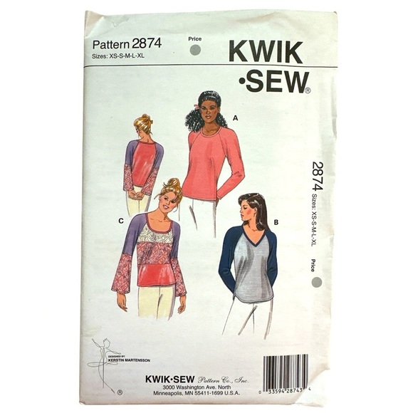 Vintage Y2K, uncut, factory folded Kwik Sew Pattern 2874 XS - Xl - Picture 1 of 3